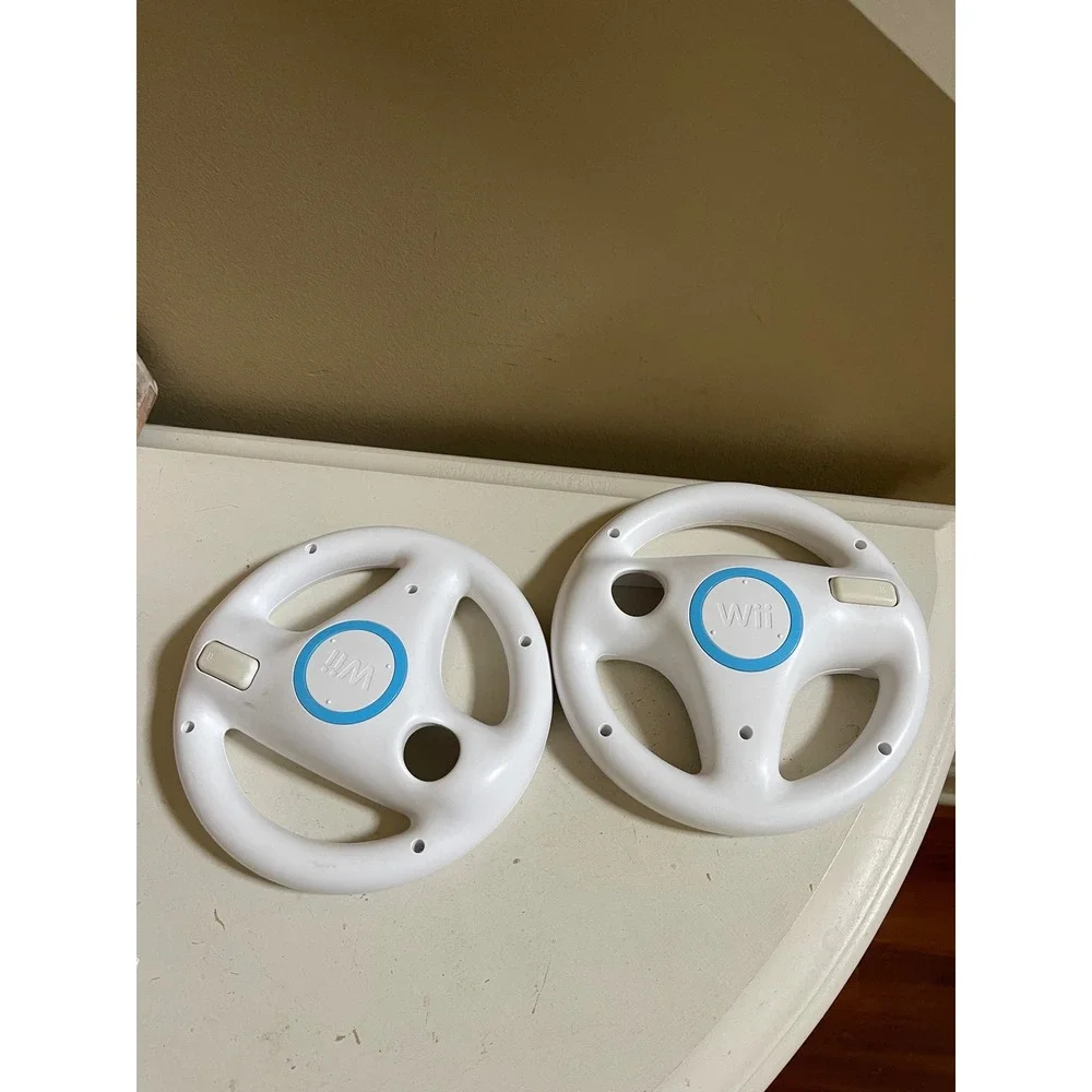 2 Pack Official Nintendo Wii Wheel White Mario Kart Racing Controller
